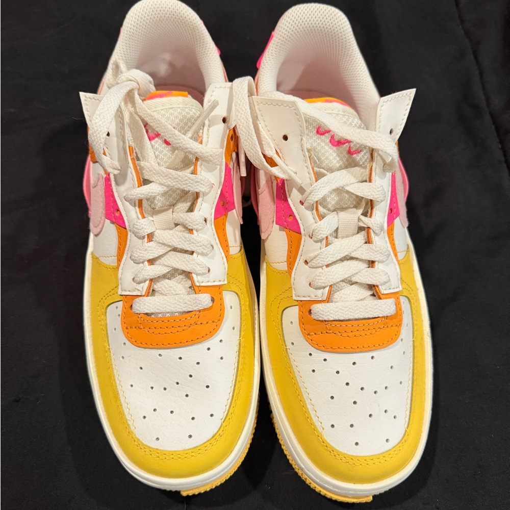Nike Women's Sneakers - White, Pink, Yellow, and Orange